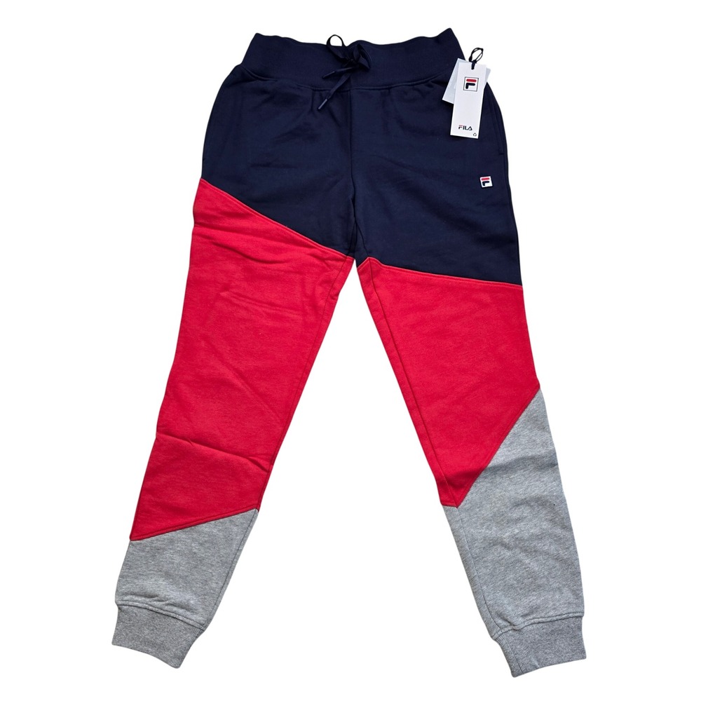 FILA NWT Adrianna Jogger Pants Colorblock Navy Red Grey Athletic Womens Small S